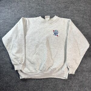 Hanes Sweatshirt Mens XL Gray Fleece Crew Neck Pullover Pabst Blue Ribbon Beer